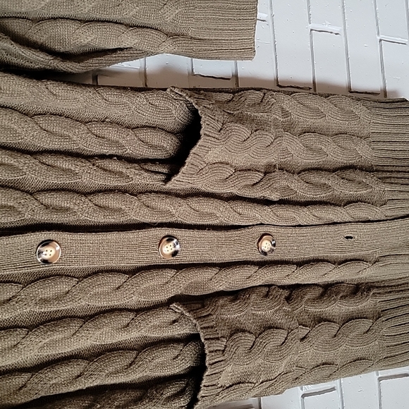 Merokeety Long Sleeve Cable Knit Long Cardigan Open front button Sweater - Picture 4 of 5